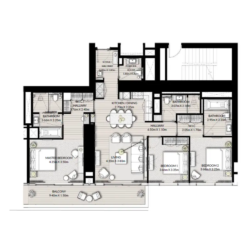 3 bedroom floor plan