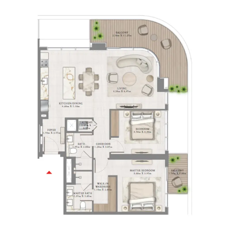 2 bedroom floor plan