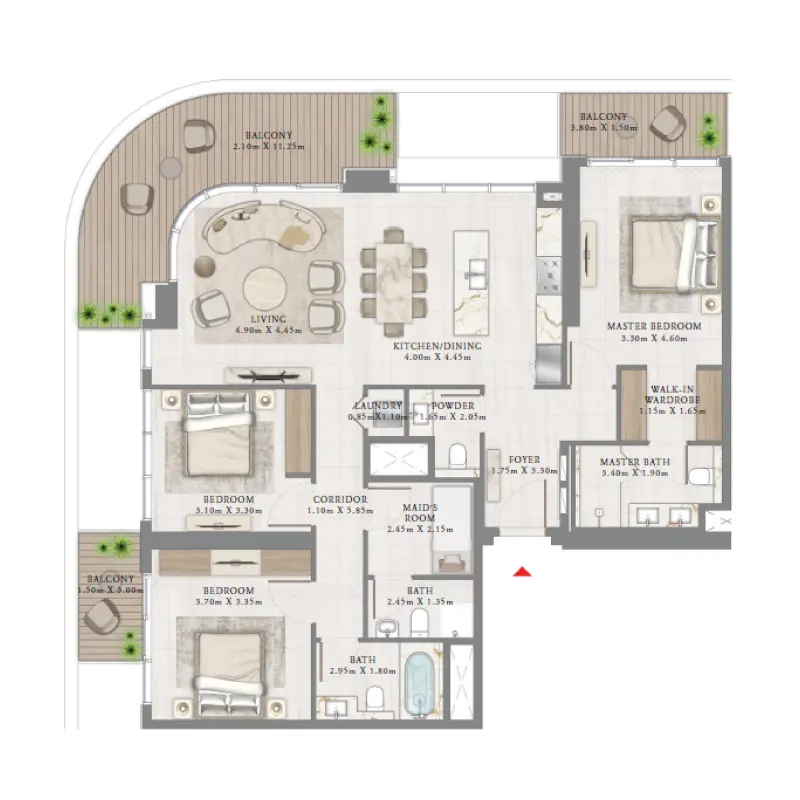3 bedroom floor plan