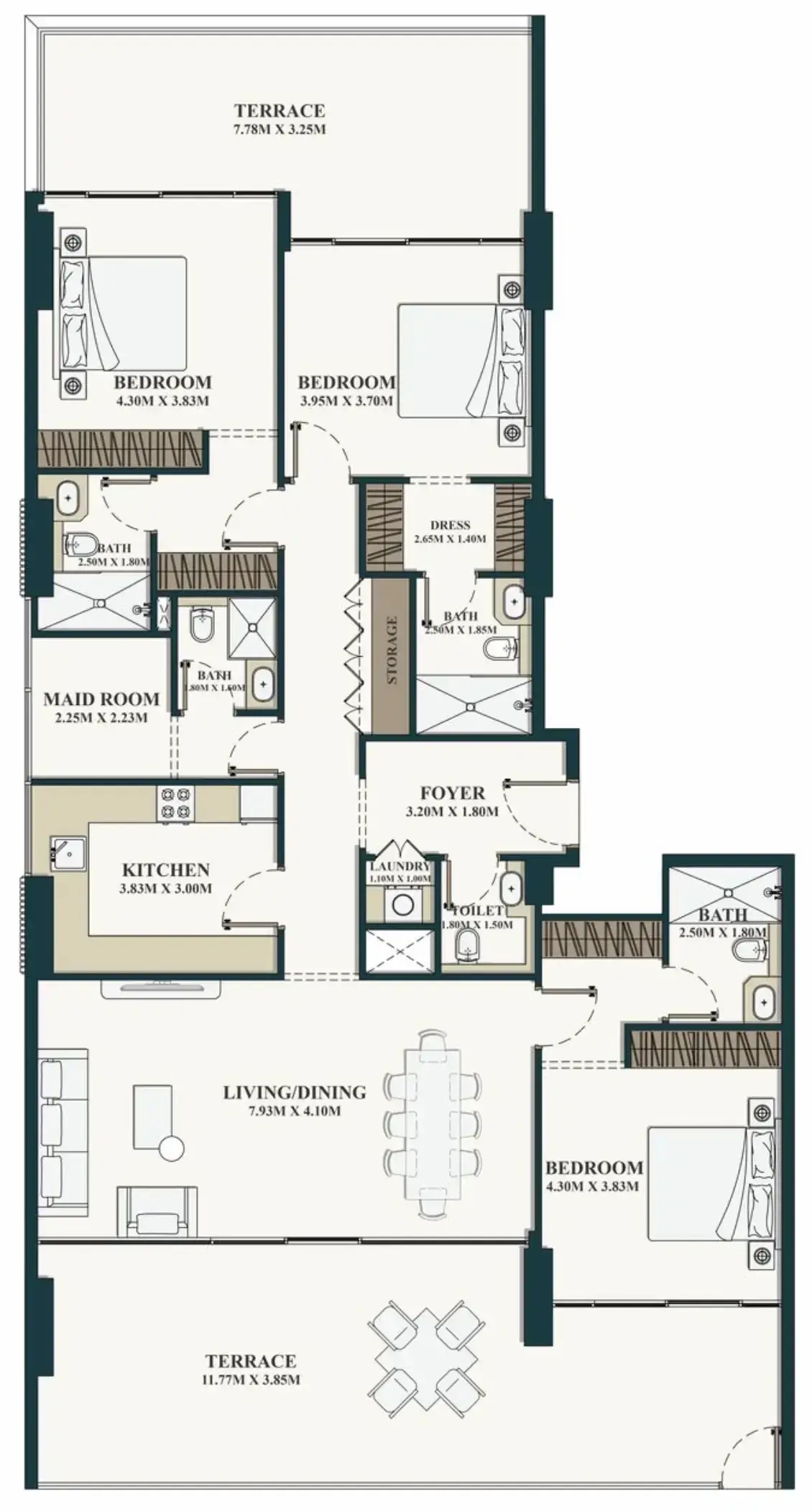 3 Bedrooms apartments - Belle Vie floor plan