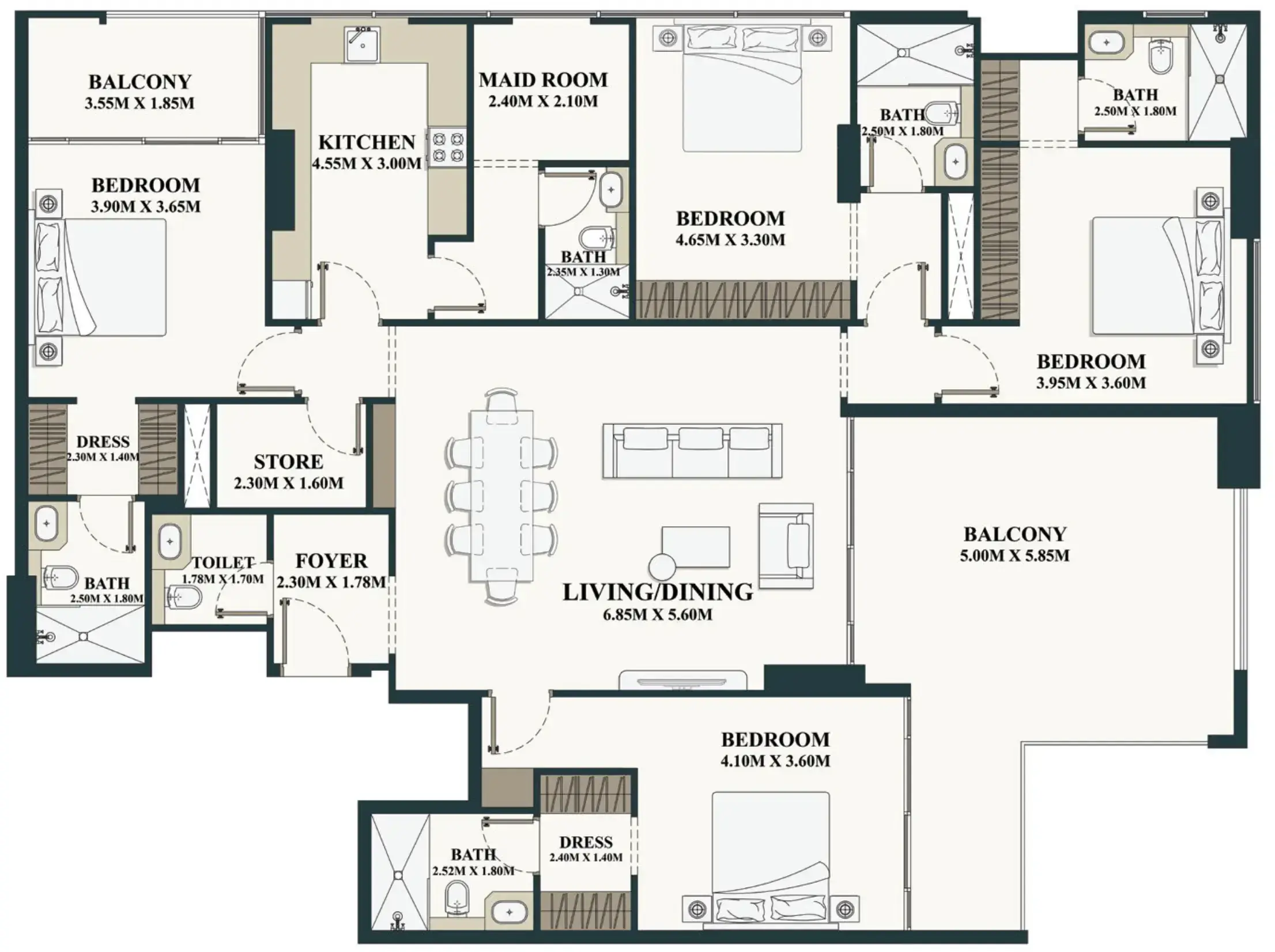 4.5 bedrooms apartments - Belle Vie floor plan
