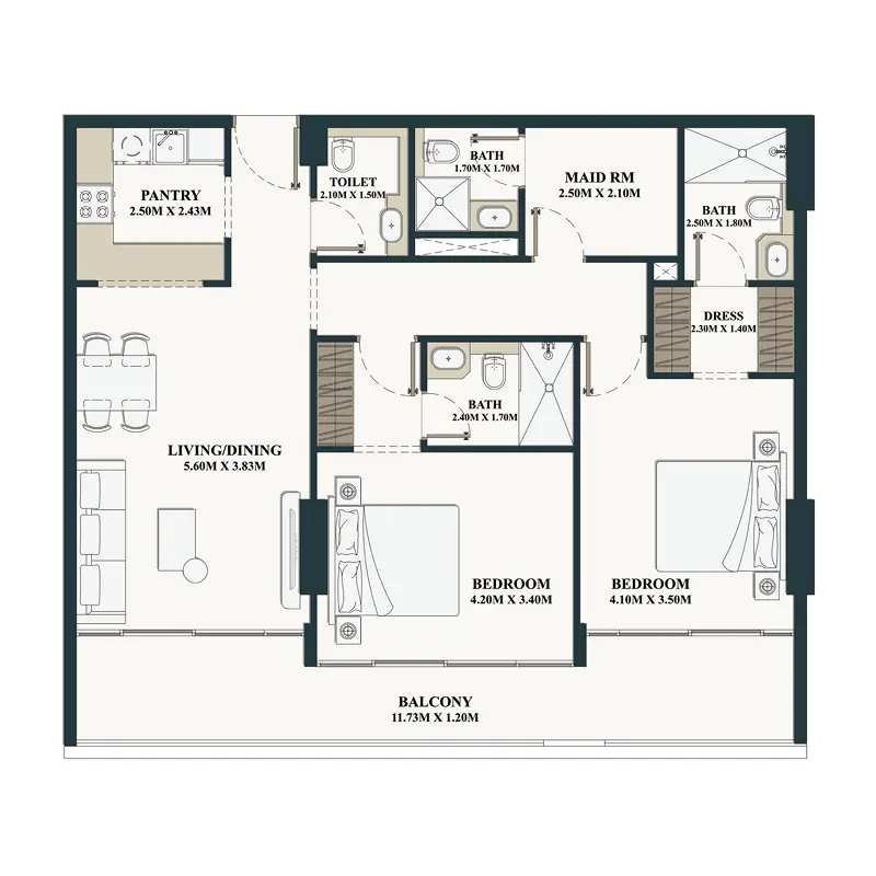 2,5 bedroom Apartments -  Belle Vie floor plan