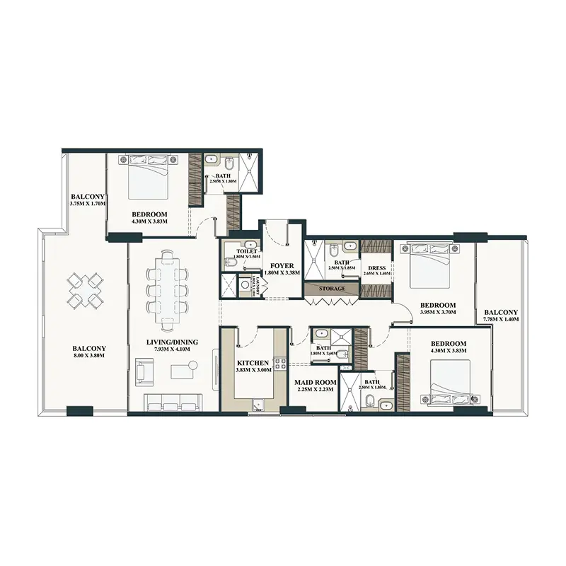 3,5 bedroom Apartments -  Belle Vie floor plan