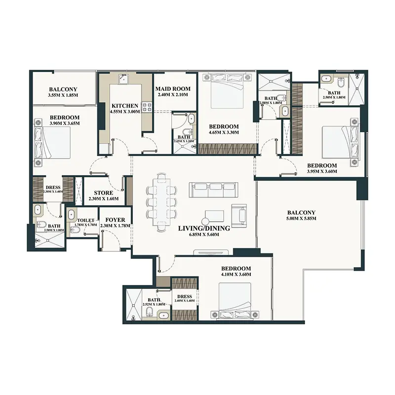 4 bedroom Apartments -  Belle Vie floor plan