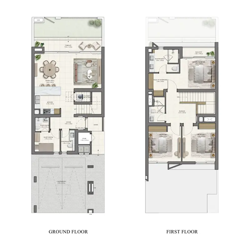 3 bedroom Townhouse -  Vindera at The Valley floor plan