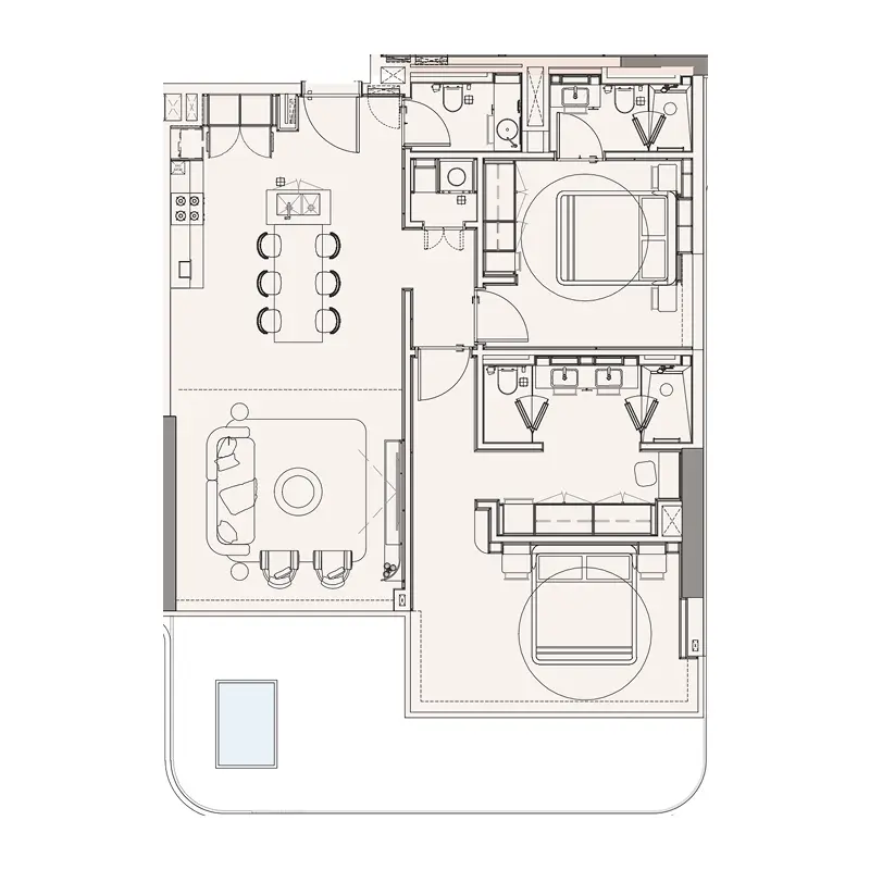2 bedroom Apartments -  Sunset Bay 5 floor plan