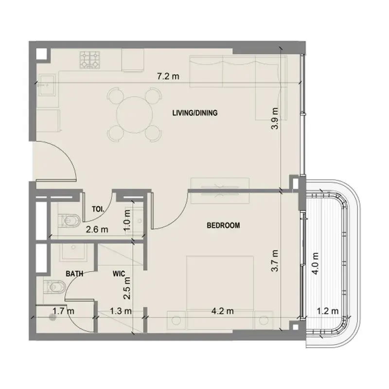 1 Bedroom apartments - Blue Marina Residence floor plan