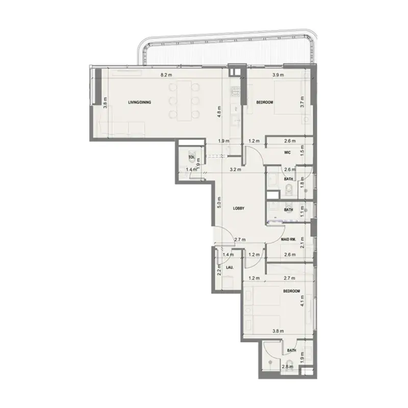2 Bedrooms apartments - Blue Marina Residence floor plan