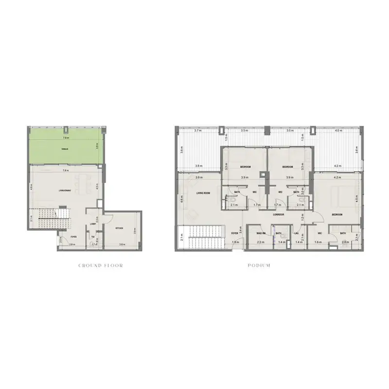 3 Bedrooms townhouse - Blue Marina Residence floor plan