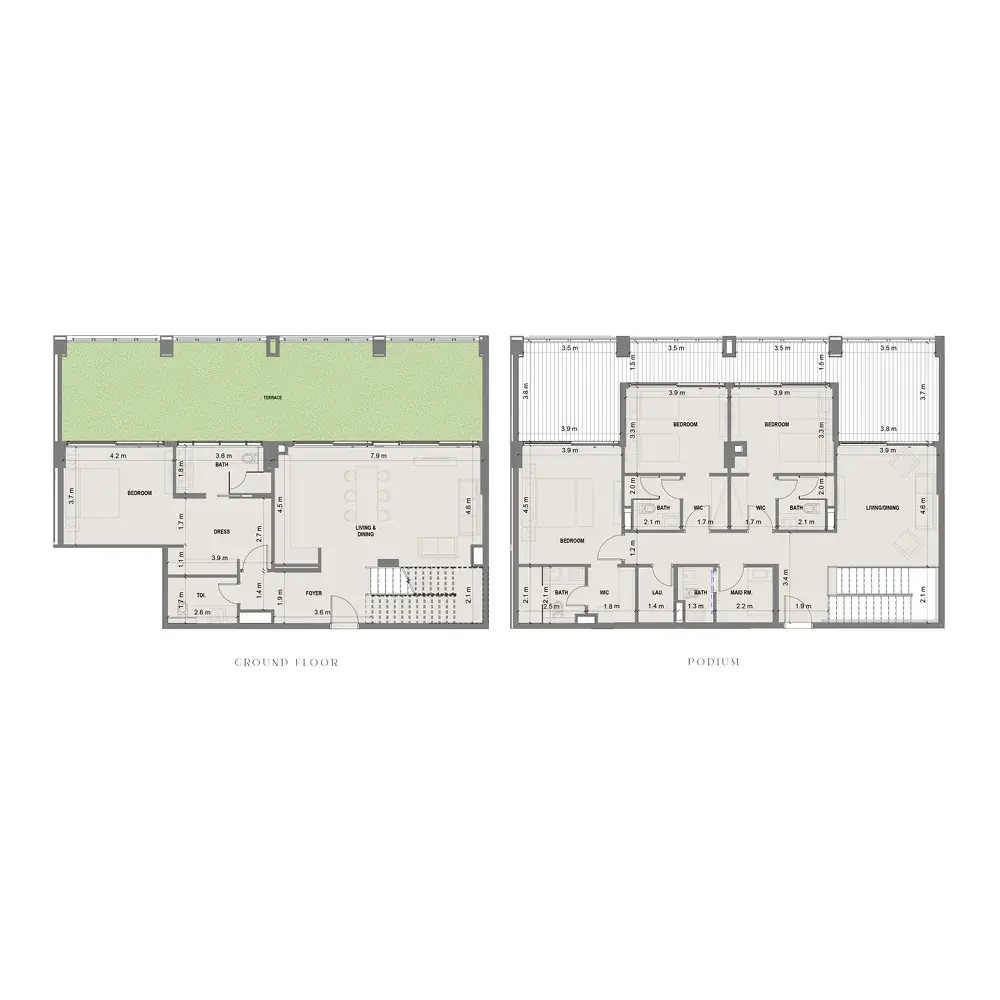 4 Bedrooms apartments - Blue Marina Residence floor plan
