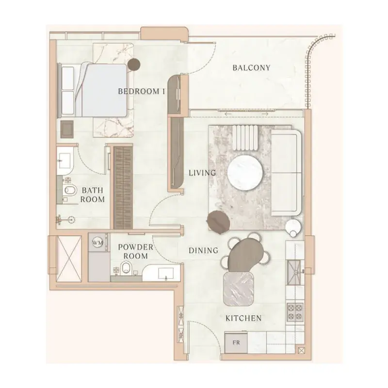 1 Bedroom apartments - La Vue by MAAIA floor plan