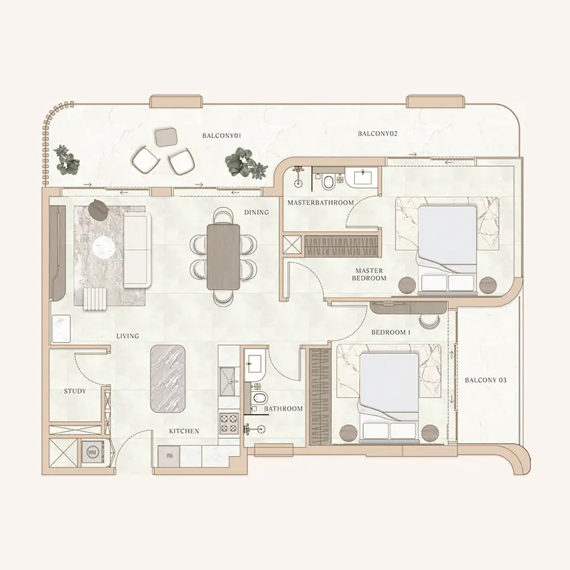 2 bedroom Apartments -  La Vue by MAAIA floor plan