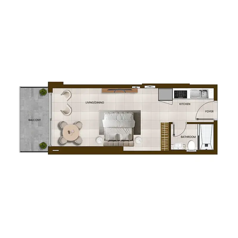 Studio apartments - Butterfly Towers floor plan