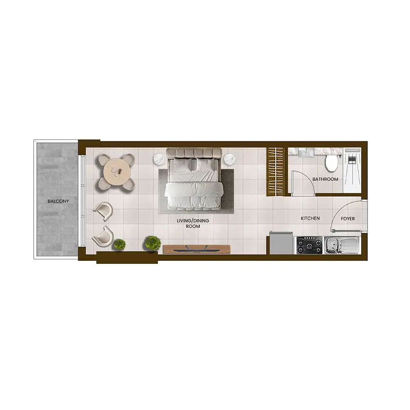 Studio Apartments -  Butterfly Towers floor plan
