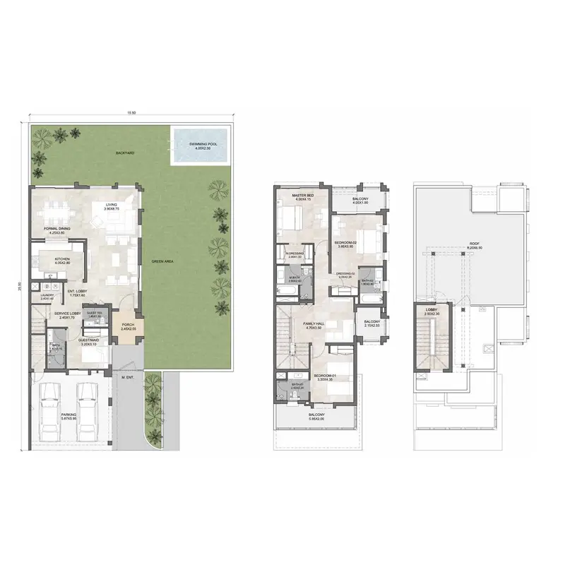 3 bedroom Townhouse -  Hayat 4 and 5 floor plan