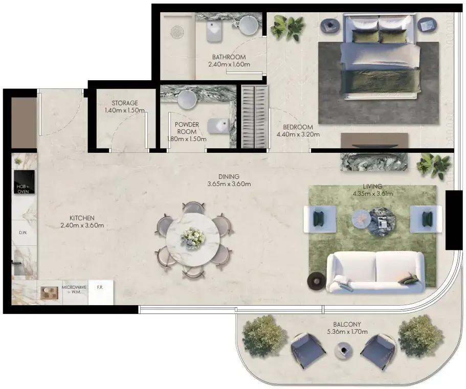 1 Bedroom apartments - Elle Residences floor plan