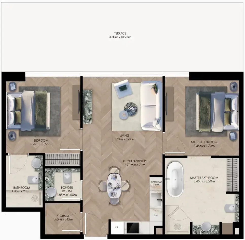 2 Bedrooms apartments - Elle Residences floor plan