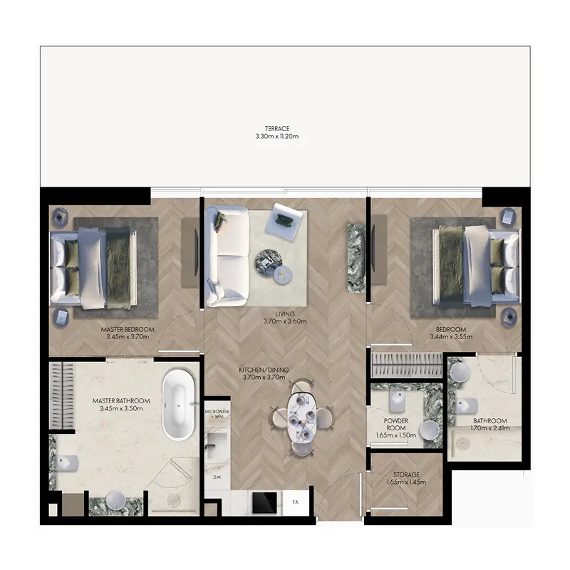 2 bedroom Apartments -  Elle Residences floor plan