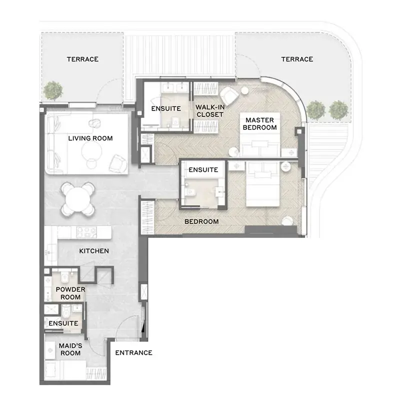 2 Bedrooms apartments - Avida Residences floor plan