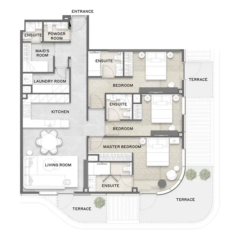 3 Bedrooms apartments - Avida Residences floor plan