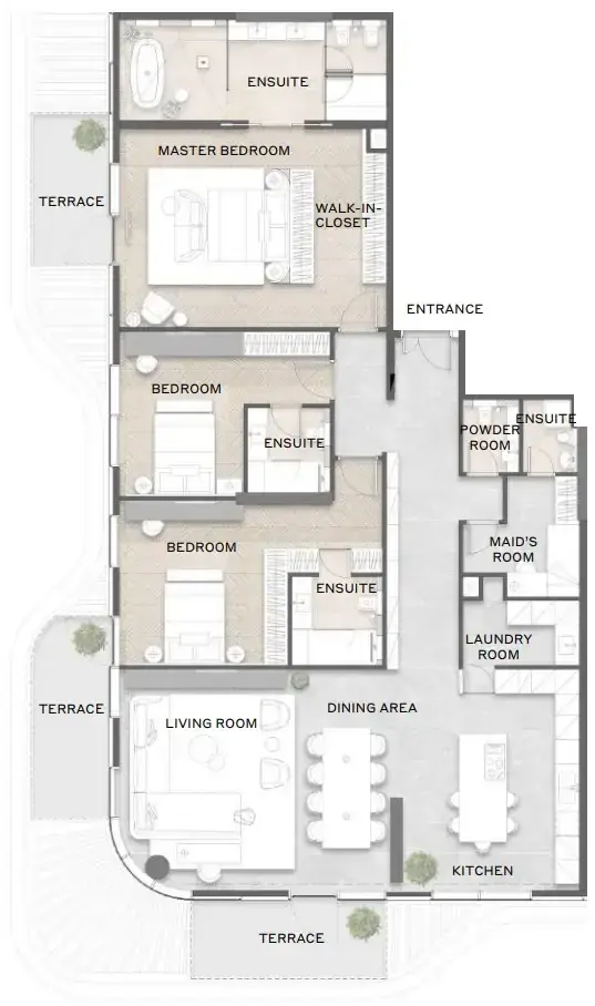 3 Bedrooms penthouse - Avida Residences floor plan
