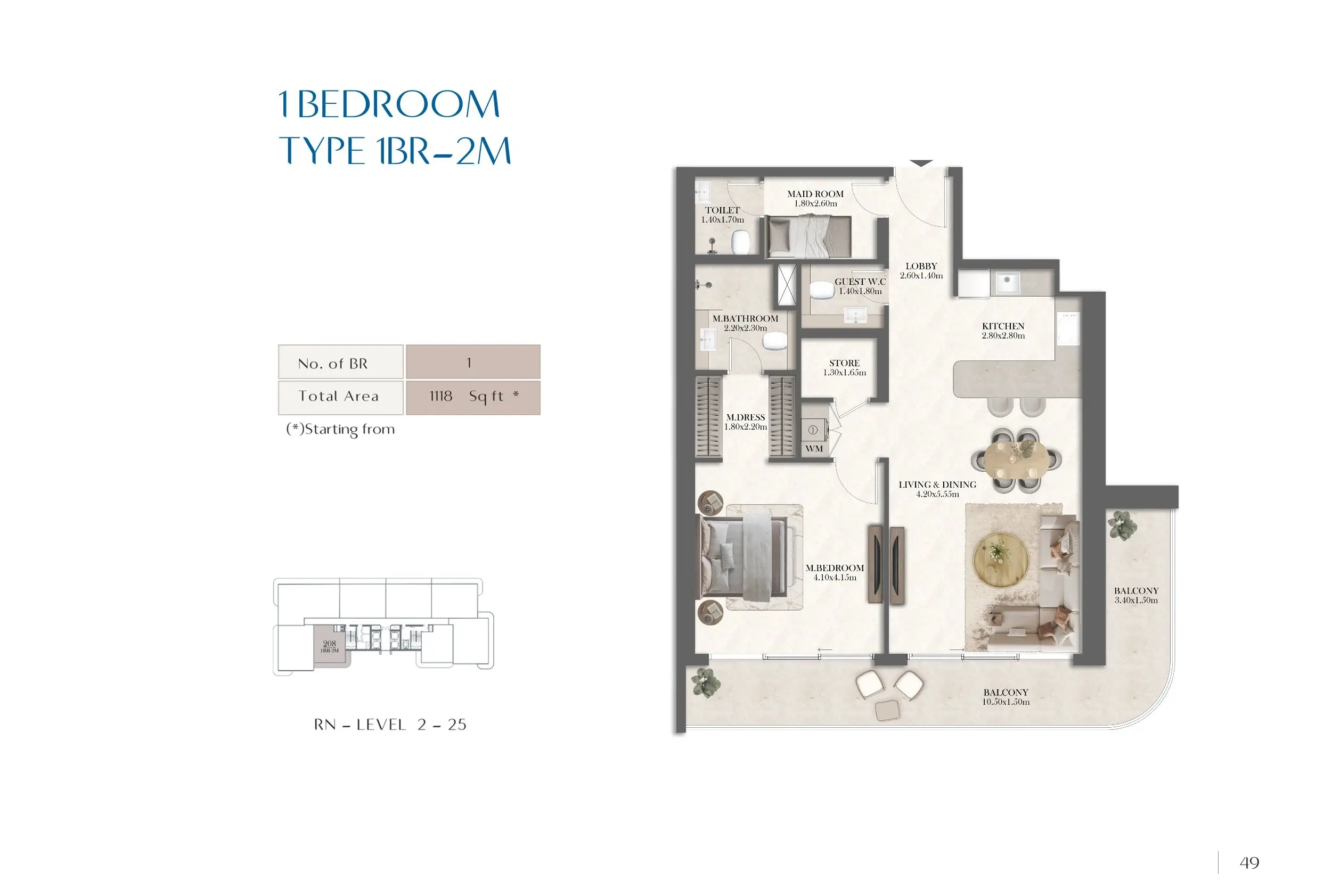 Type 2 + Maid floor plan