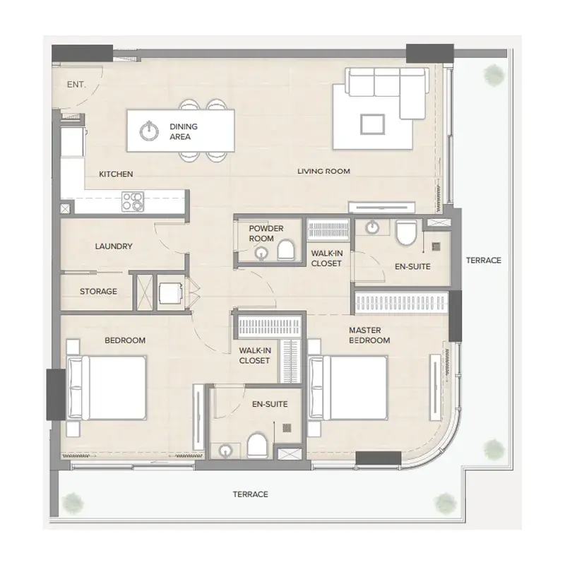 2 Bedrooms apartments - Arka Enclave Residences by Atmosphere Living floor plan