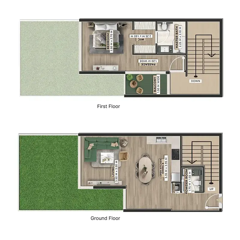 1 Bedroom townhouse - Firoza floor plan