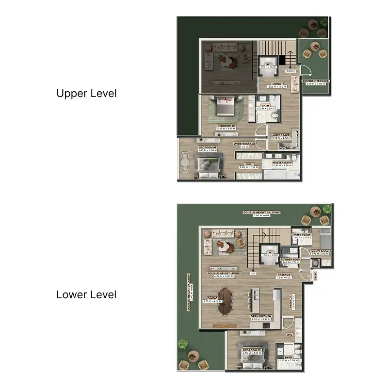 3 Bedrooms duplex - Firoza floor plan