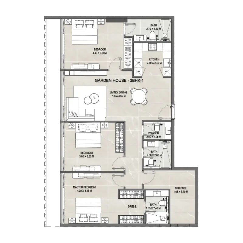 2,5 bedroom floor plan