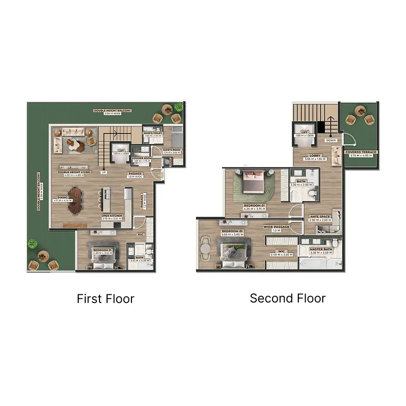 Duplex 3 bedroom -  Firoza floor plan