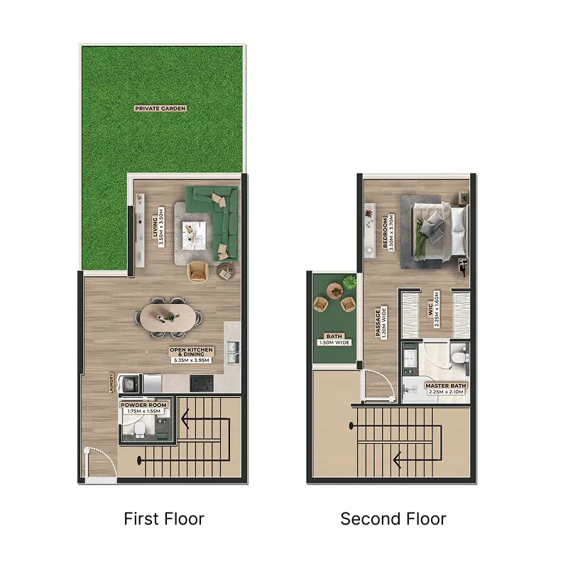 1 bedroom Townhouse -  Firoza floor plan