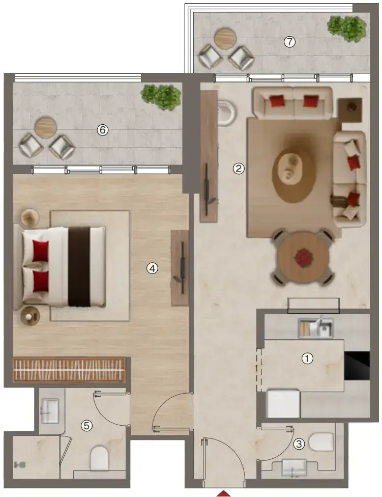 1 Bedroom apartments - Ramada Residences by Wyndham floor plan