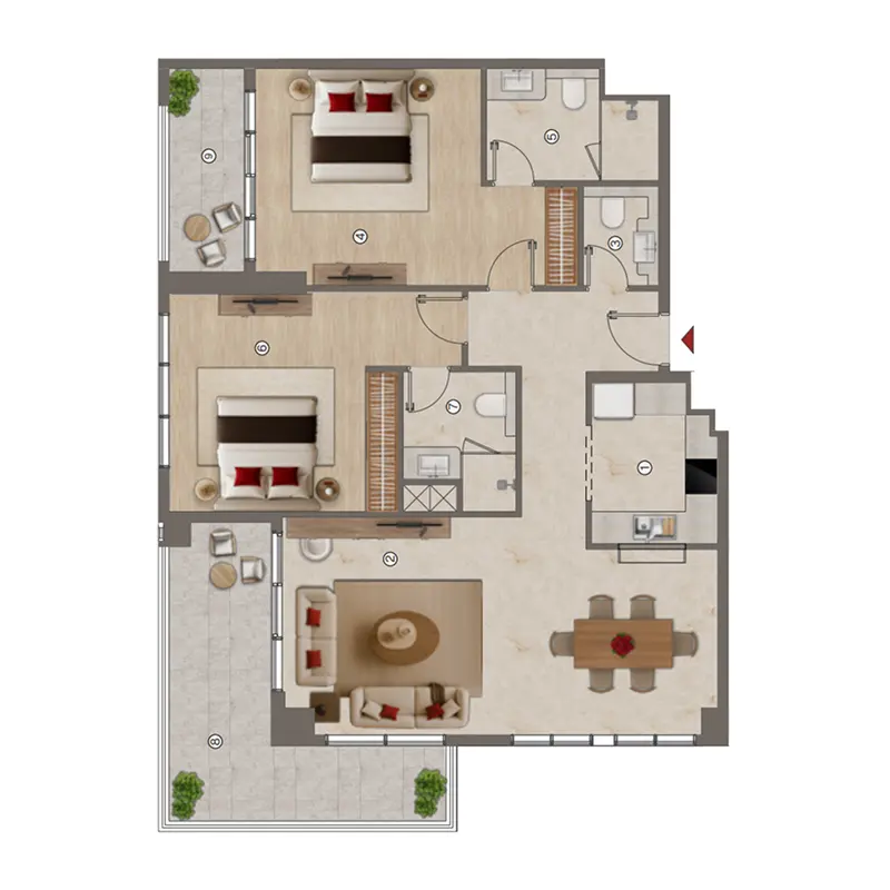 2 bedroom Apartments -  Ramada Residences by Wyndham floor plan