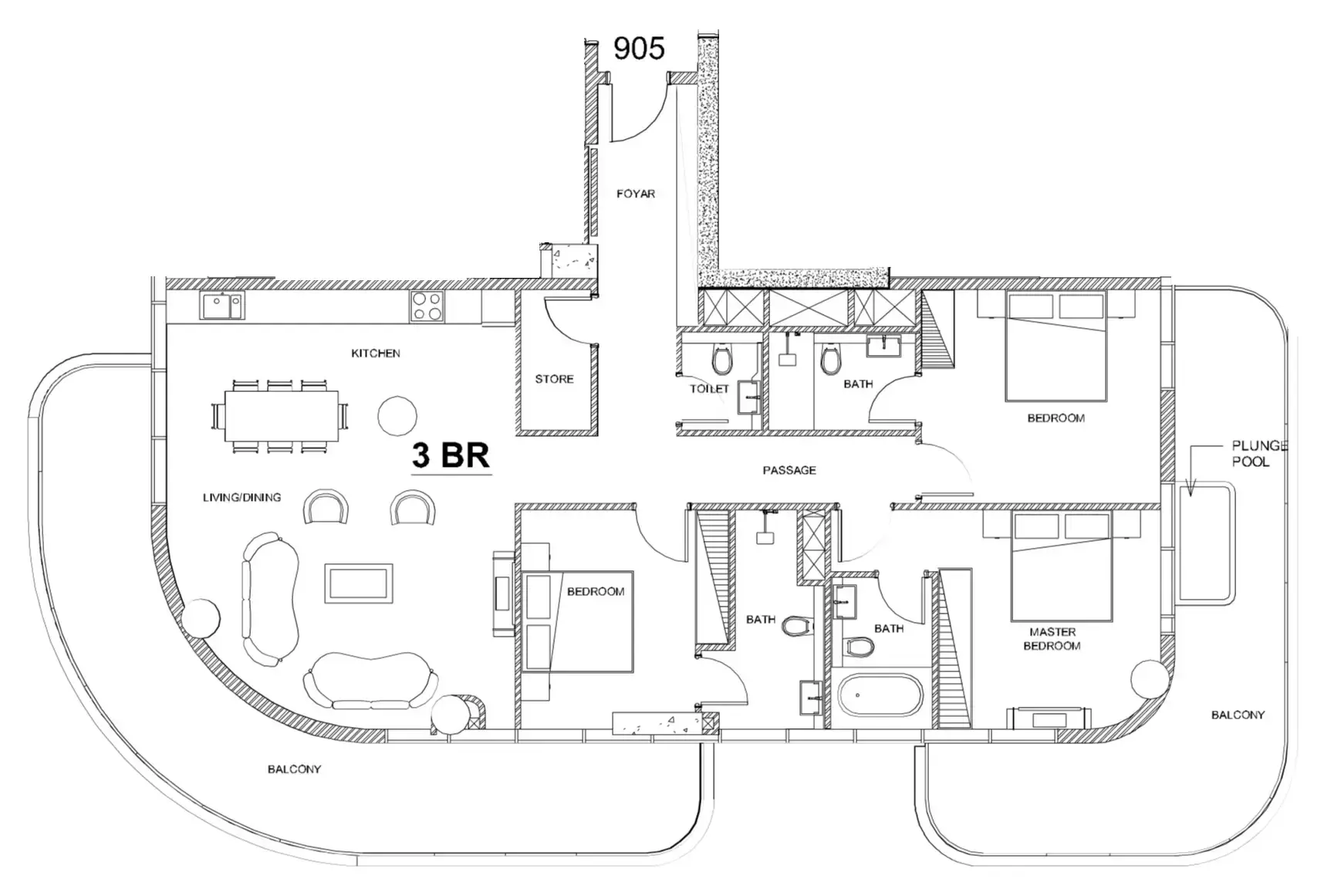 3 Bedrooms apartments - Villa Del Brunello floor plan