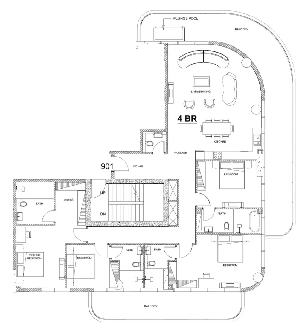 4 Bedrooms apartments - Villa Del Brunello floor plan