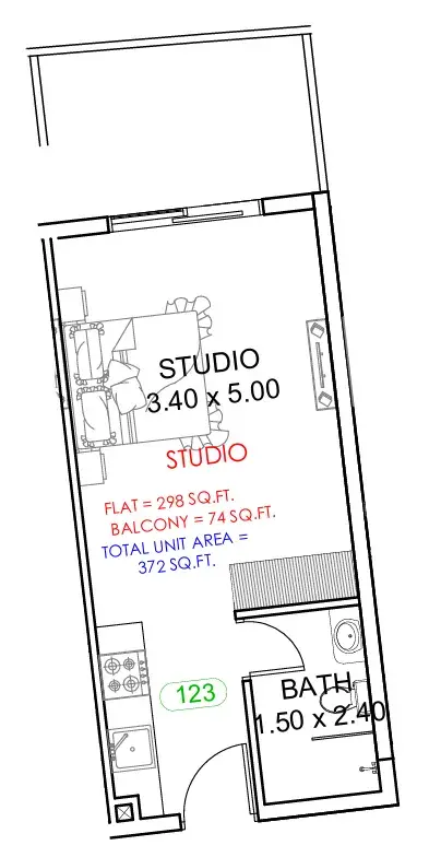 Studio apartments - Astra South floor plan