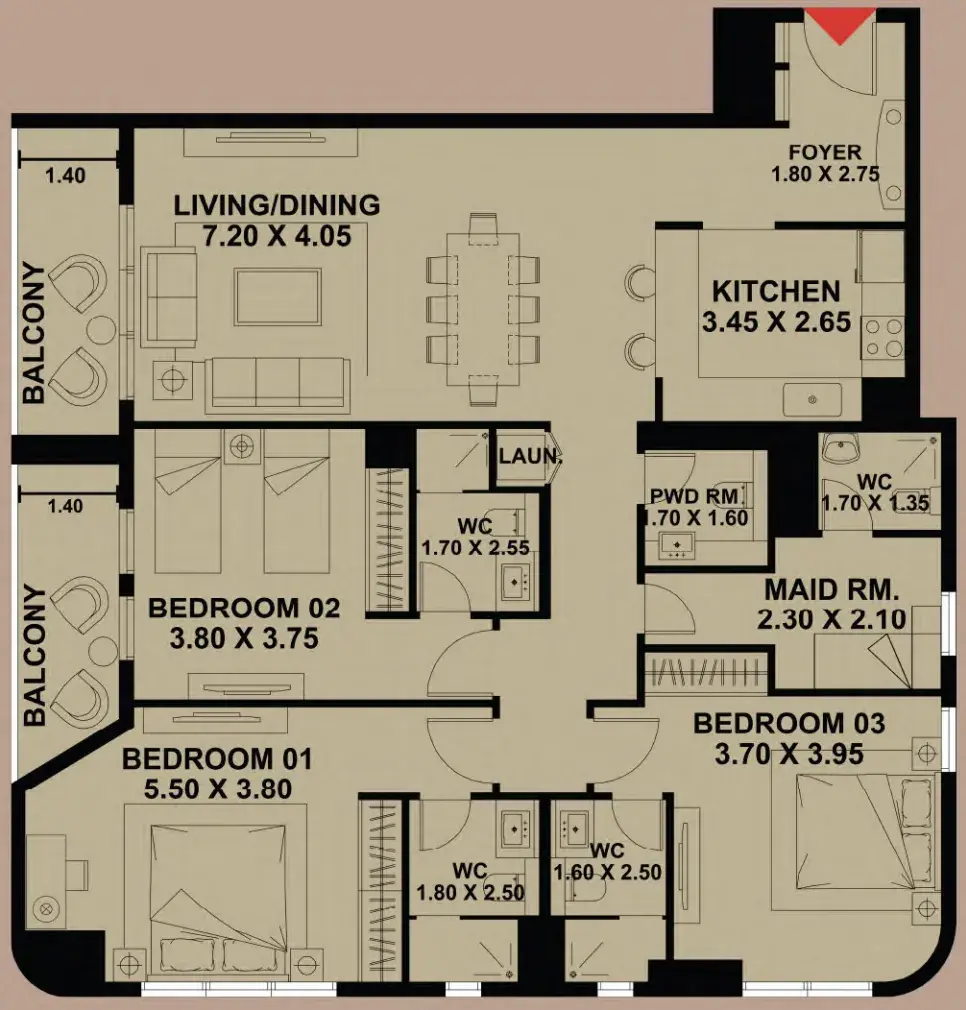 3.5 bedrooms apartments - Timber Terrace floor plan