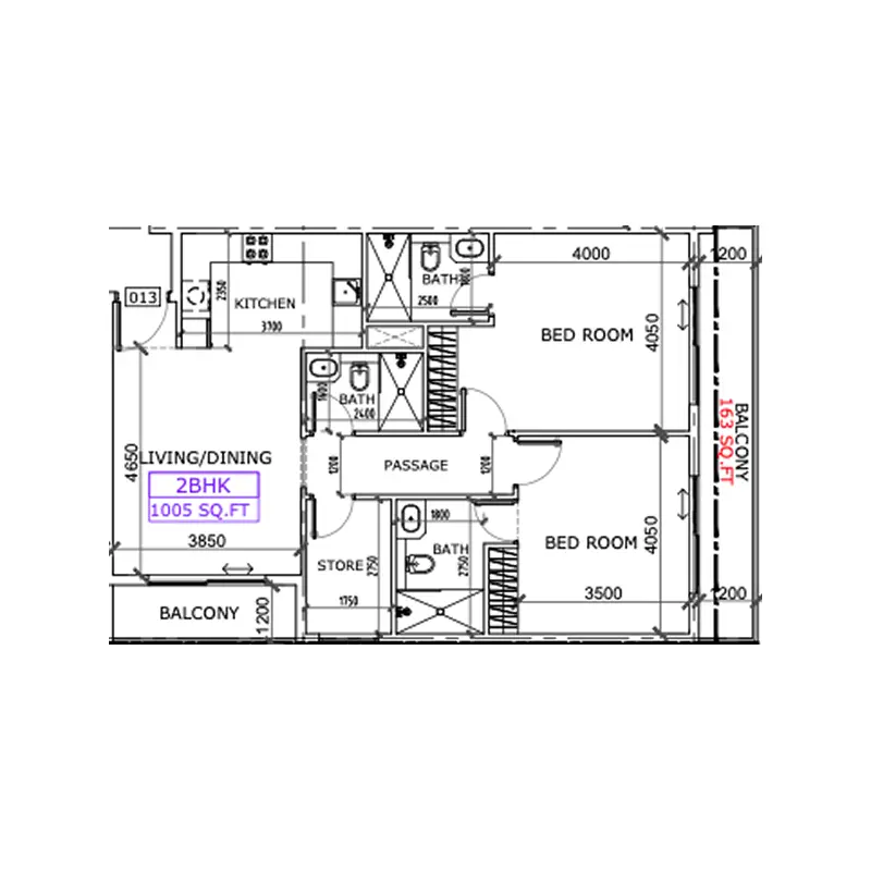 2 bedroom Apartments -  Coventry Place floor plan