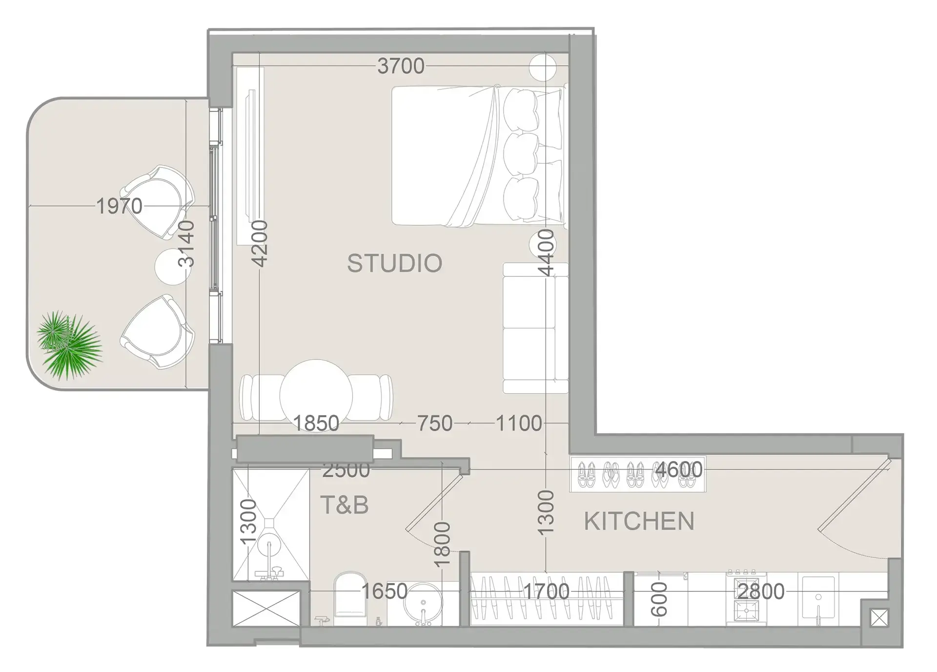 Studio apartments - TETR1S Tower floor plan