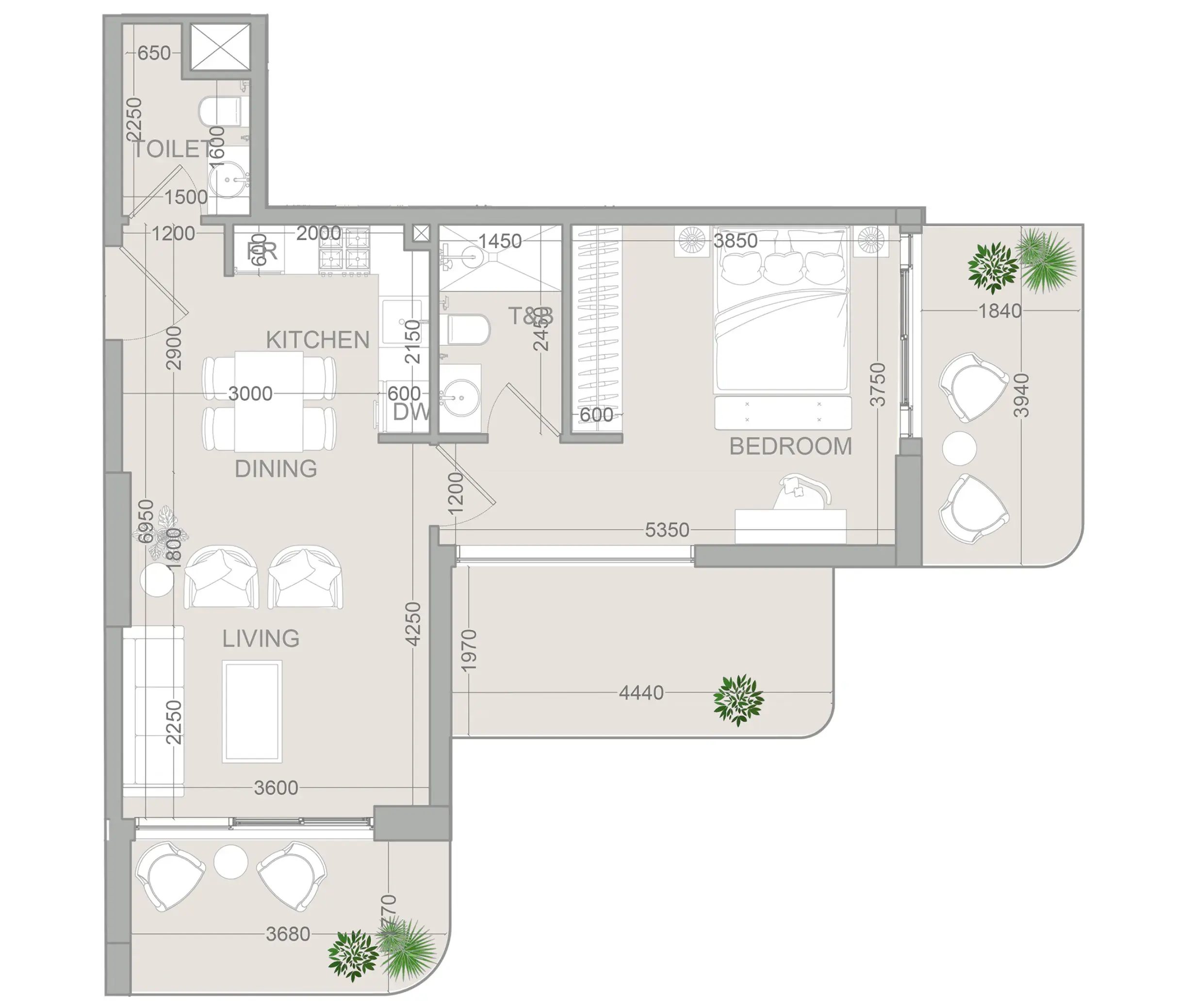1 Bedroom apartments - TETR1S Tower floor plan