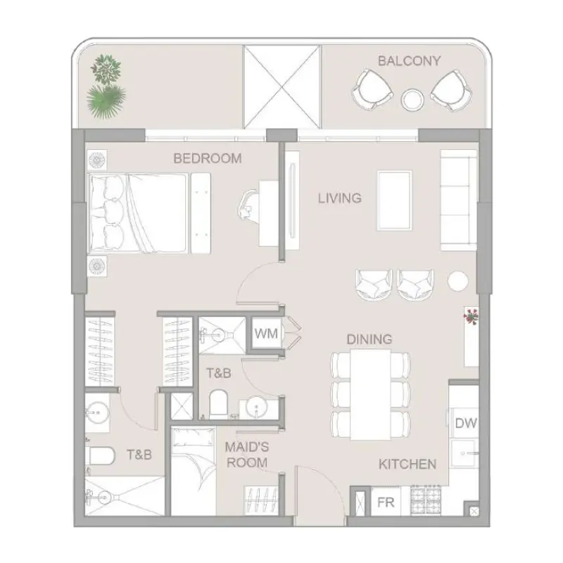 1,5 bedroom Apartments -  TETR1S Tower floor plan
