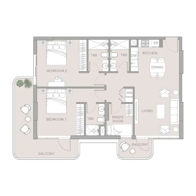 2,5 bedroom Apartments -  TETR1S Tower floor plan