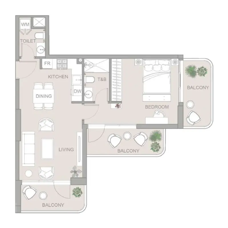 1 bedroom Apartments -  TETR1S Tower floor plan