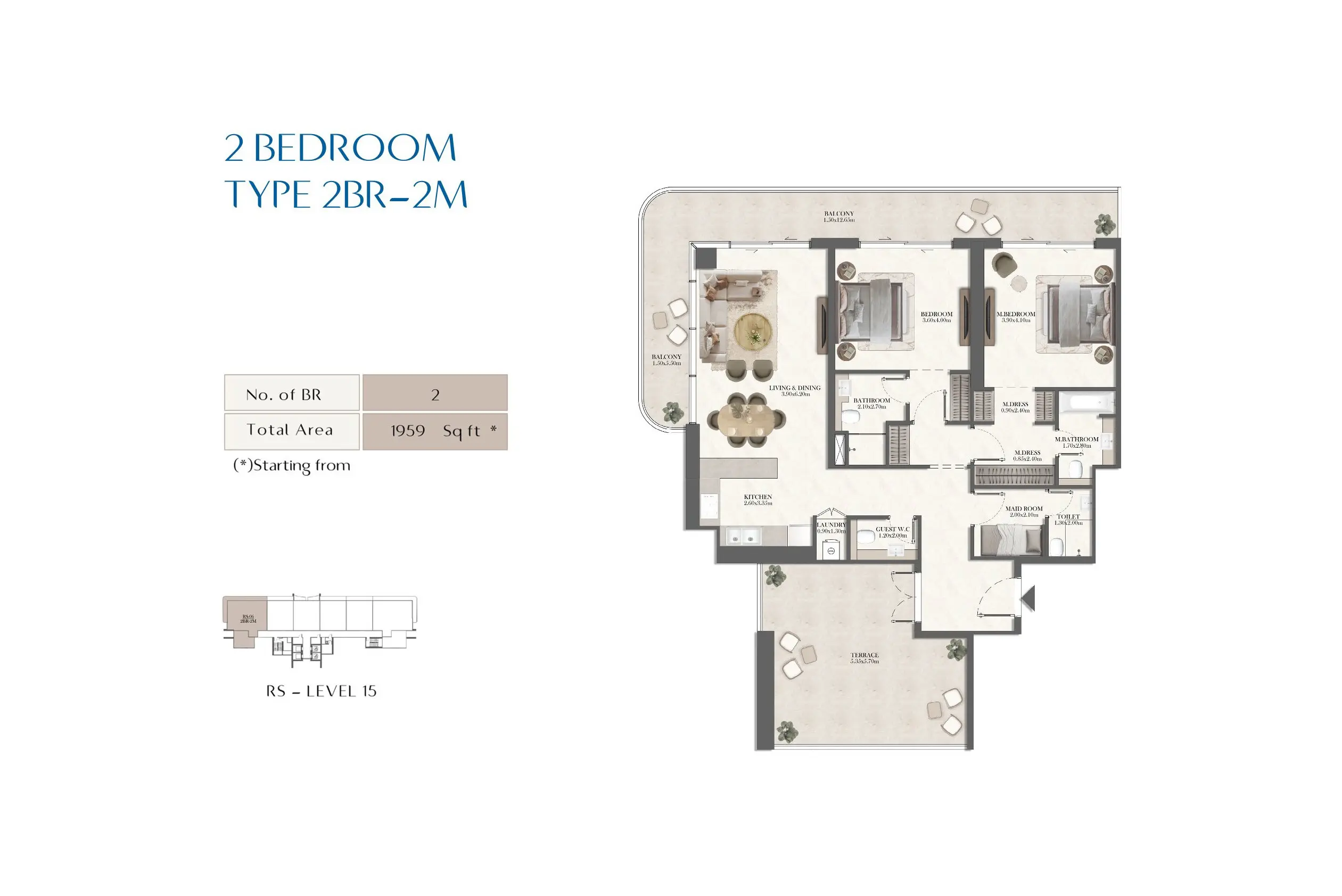 Type 2M - South floor plan