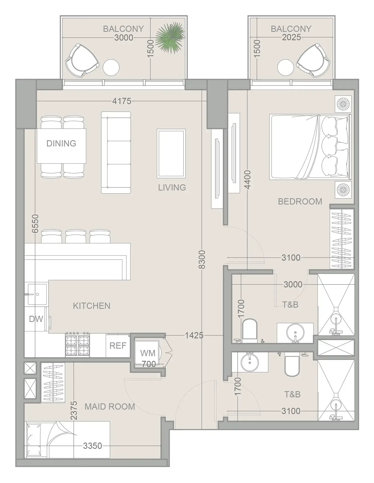 1 Bedroom apartments - 1WOOD Residence 2 floor plan