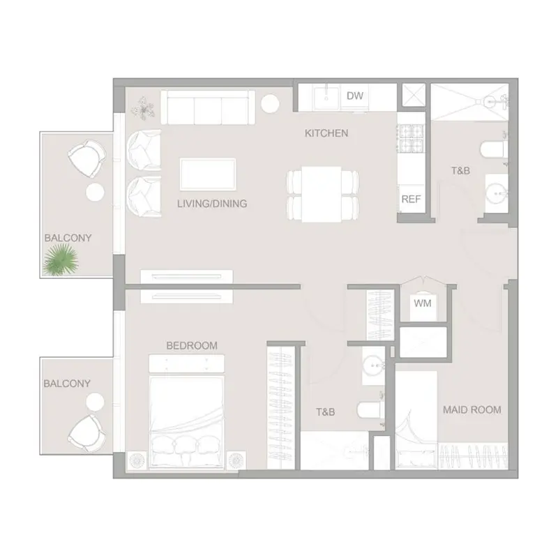 1,5 bedroom Apartments -  1WOOD Residence 2 floor plan
