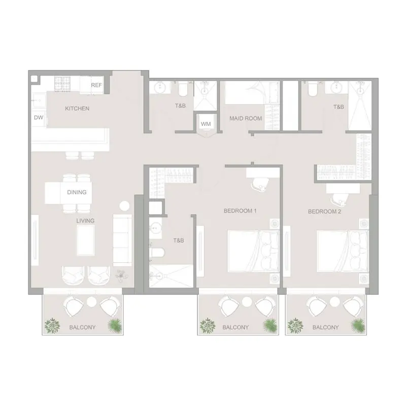 2,5 bedroom Apartments -  1WOOD Residence 2 floor plan
