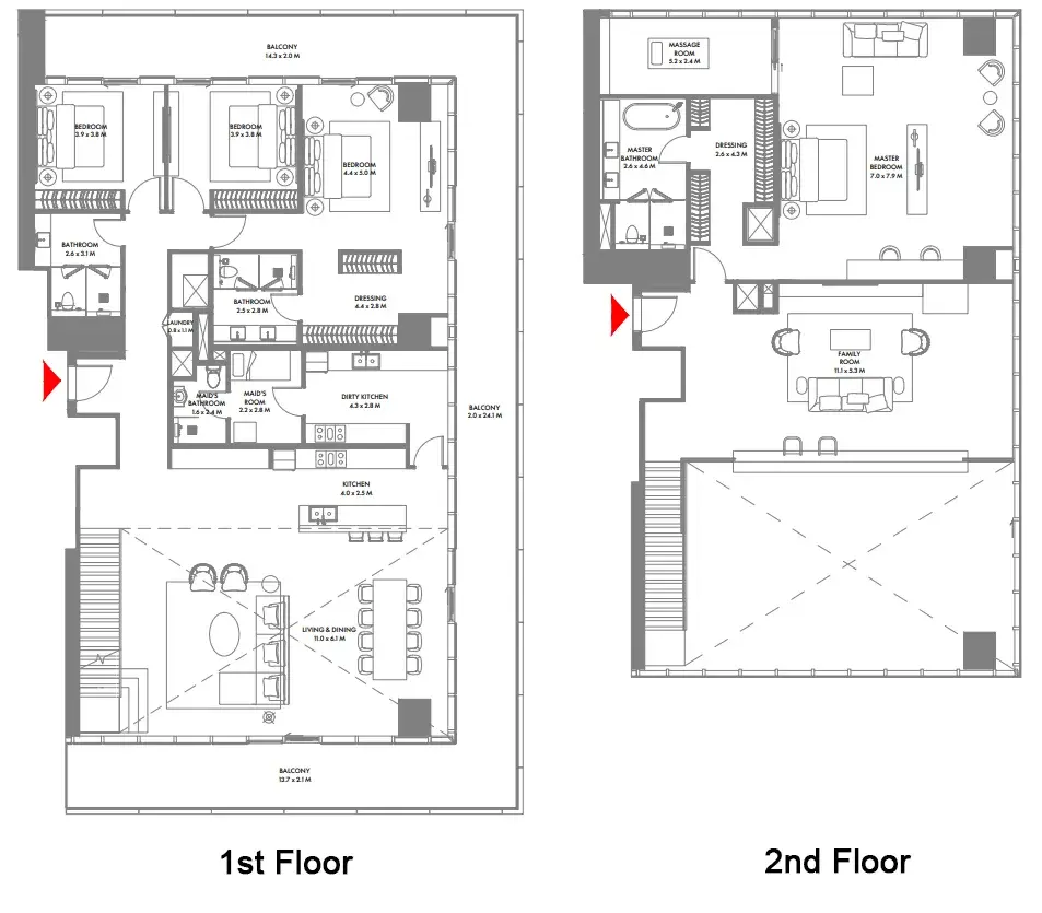 4 Bedrooms duplex - W The Residences by Arada floor plan