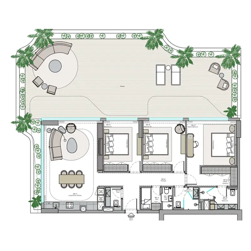 3 Bedrooms apartments - Helvetia Verde floor plan